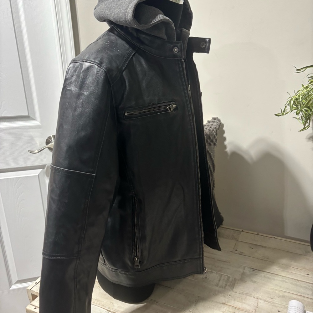 Men’s Guess Dylan Hooded Motorcycle Jacket-Large - Picture 5 of 11
